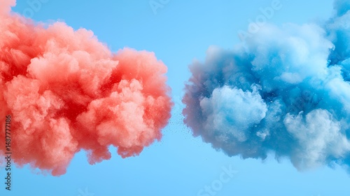 Colorful Smoke Clouds Against a Blue Sky