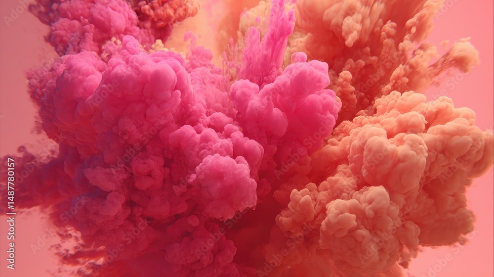 Fototapeta premium Vibrant Swirling Clouds of Pink and Coral Colors in an Ethereal Abstract Background Capturing Motion and Texture for Creative Visual Projects