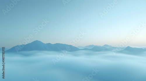 Atmospheric transition mountains landscape misty environment aerial view sky blue concept