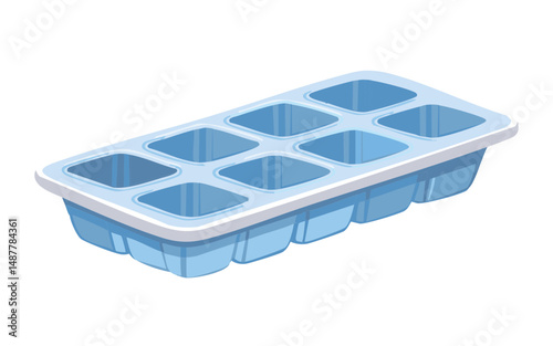 Vector Illustration of Blue Silicone Ice Cube Tray