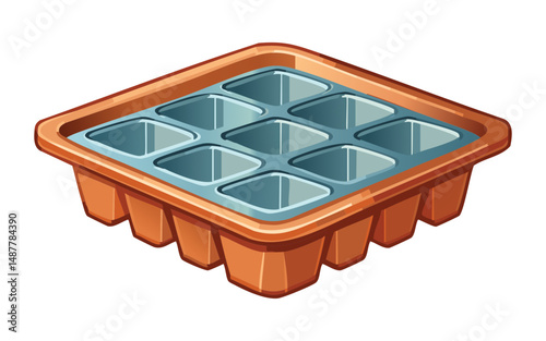 Two-Tone Ice Cube Making Tray - Vector Illustration