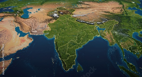 Satellite View of India: A Geographical Overview
