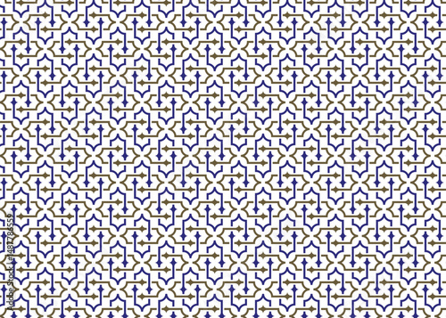 Seamless vector pattern featuring geometric floral shapes and symmetry, Decorative repeating background ideal for textile or home decor