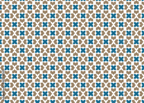 Seamless vector pattern featuring geometric floral shapes and symmetry, Decorative repeating background ideal for textile or home decor