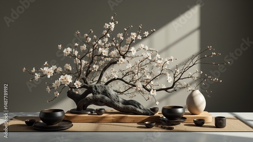 Modern Japanese Ikebana Display photo
