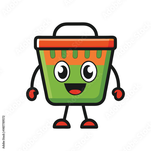 Flat and Minimal Shopping basket logo vector illustration isolated on white background