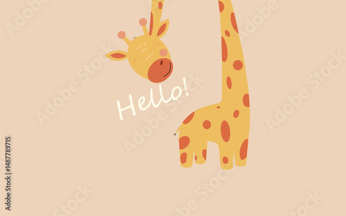 Hello Deer vector graphics illustration