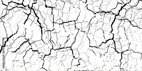 a black and white vintage of cracked concrete scribble effect, old wall background crack vector, grunge texture, Fractured texture ground
