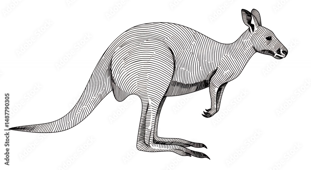 Fototapeta premium Grayscale kangaroo illustration