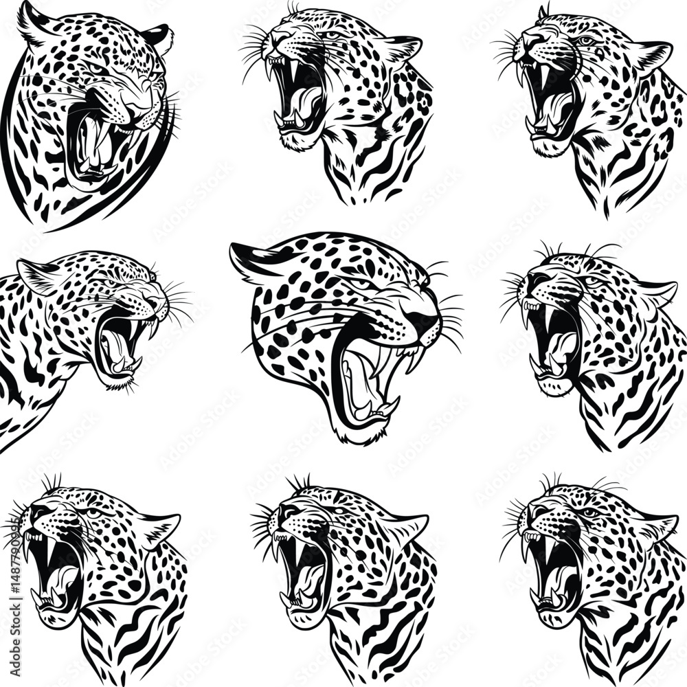 Obraz premium Leopard Head Svg Png, Animal silhouette