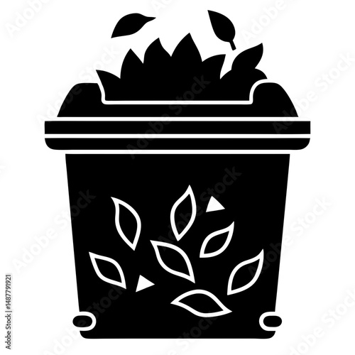 Garden Compost Bin – Black Outline Eco Waste Container Symbol

