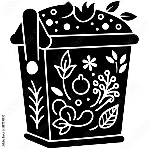 Black Compost Bin – Organic Waste Recycling Silhouette Vector