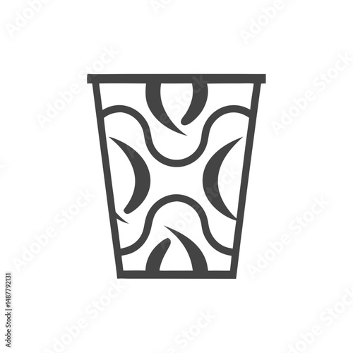 Paper-Filled Trash Bin Icon – Waste Container Silhouette. Discarded Paper Bin Black Silhouette Vector