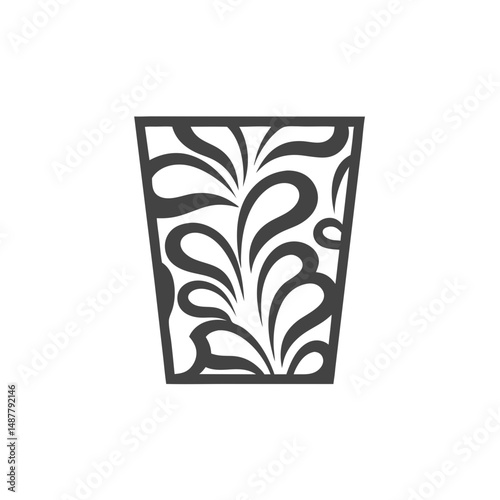 Paper-Filled Trash Bin Icon – Waste Container Silhouette. Discarded Paper Bin Black Silhouette Vector