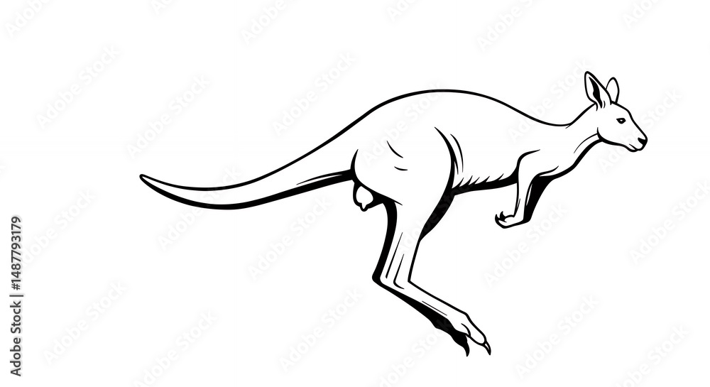 Fototapeta premium Kangaroo line art illustration
