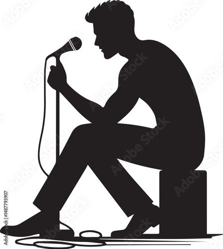 Silhouette of  singer black vector