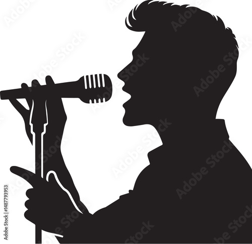 Silhouette of  singer black vector