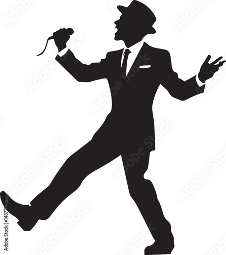 Silhouette of  singer black vector