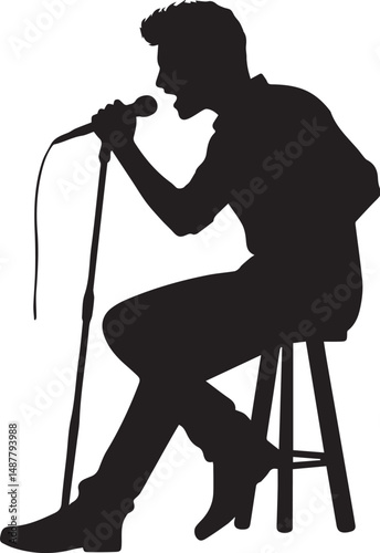 Silhouette of  singer black vector