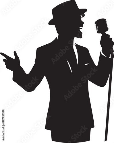 Silhouette of  singer black vector