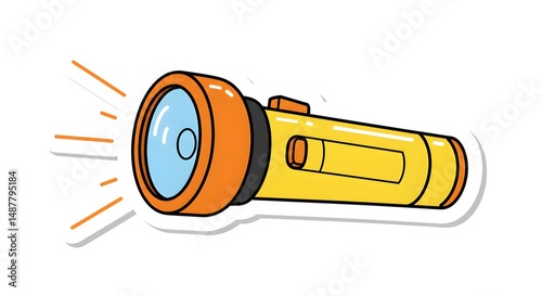 Cartoon Yellow Flashlight Clipart Illustration