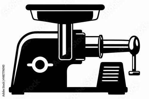 meat grinder silhouette line art vector illustration with a white background