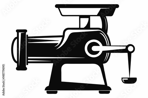 meat grinder silhouette line art vector illustration with a white background