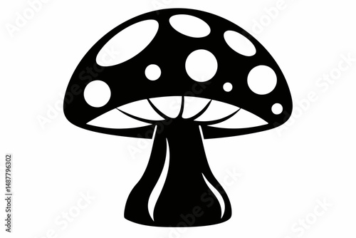 mushroom silhouette line art vector illustration with a white background