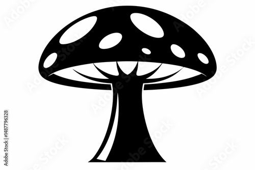 mushroom silhouette line art vector illustration with a white background