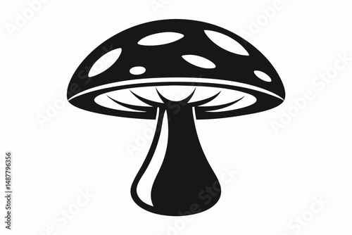 mushroom silhouette line art vector illustration with a white background
