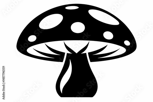 mushroom silhouette line art vector illustration with a white background