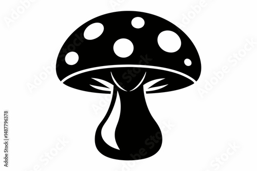 mushroom silhouette line art vector illustration with a white background