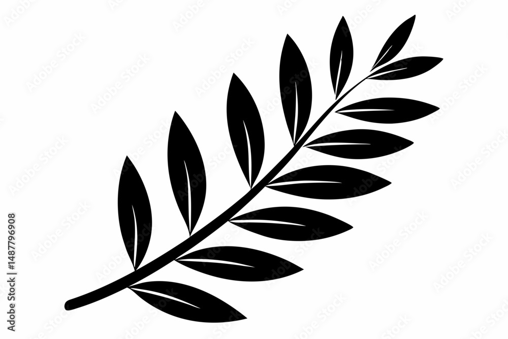 Obraz premium olive leaf silhouette line art vector illustration with a white background