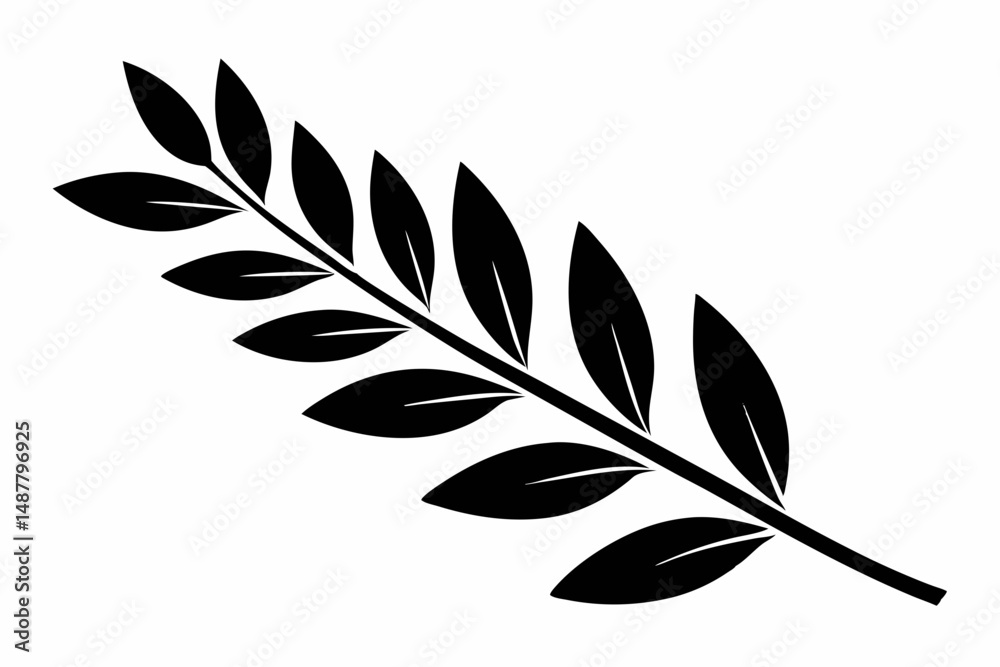 Fototapeta premium olive leaf silhouette line art vector illustration with a white background