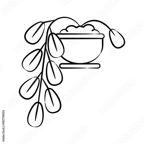 Check this handy drawing style icon of leaves bail pot