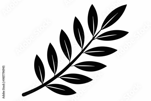olive leaf silhouette line art vector illustration with a white background