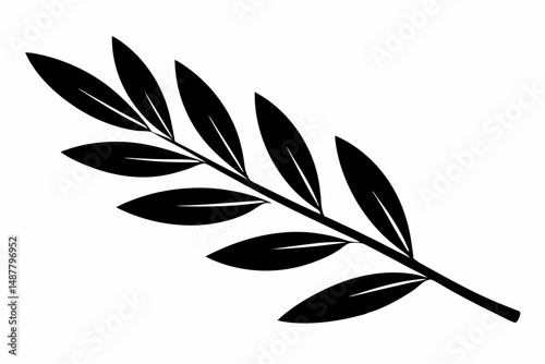 olive leaf silhouette line art vector illustration with a white background