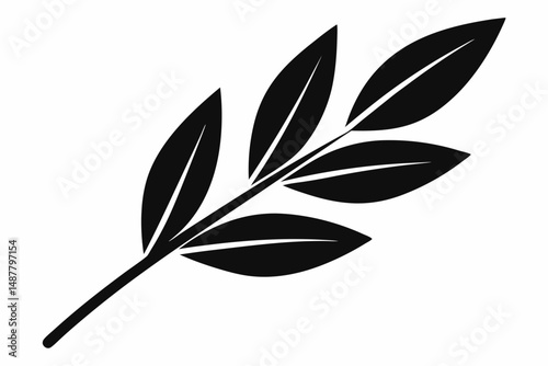 olive leaf silhouette line art vector illustration with a white background