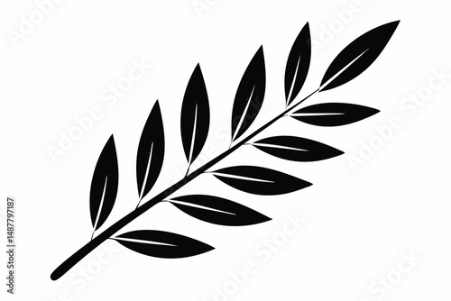 olive leaf silhouette line art vector illustration with a white background