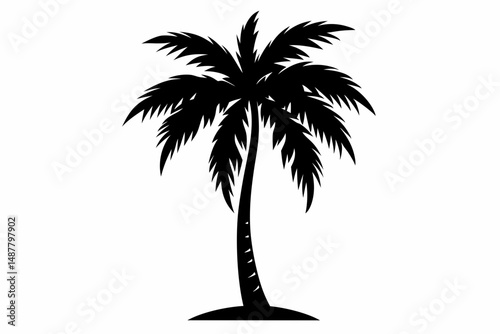 palm tree silhouette line art vector illustration with a white background