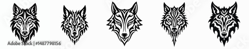 illustration vector graphic of tribal art wolf tattoo