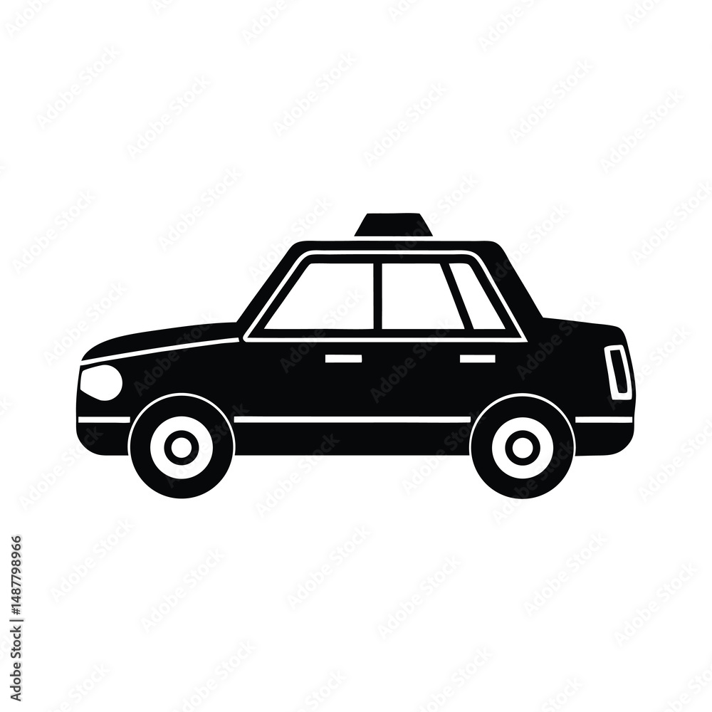 Flat and Minimal Taxi car icon vector illustration isolated on white background Flat and Minimal Taxi car icon vector illustration isolated on white background