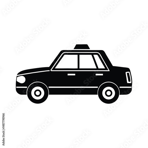 Flat and Minimal Taxi car icon vector illustration isolated on white background