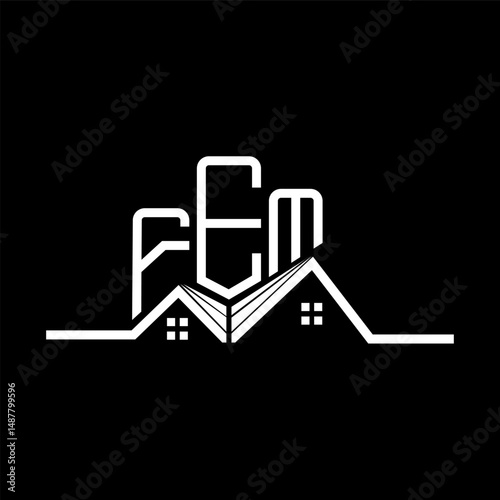 Tableau sur toile FEM Real State logo design, FEM simple and modern logo