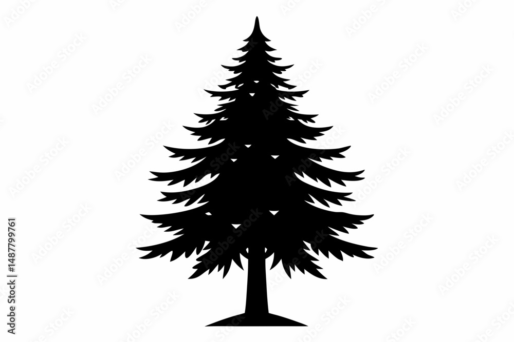 Fototapeta premium spruce tree silhouette line art vector illustration with a white background