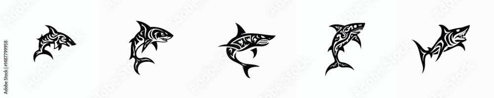 Naklejka premium illustration vector graphic of tribal art shark tattoo