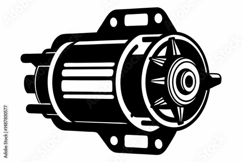 starter motor silhouette line art vector illustration with a white background