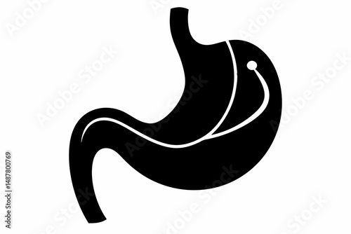stomach silhouette line art vector illustration with a white background