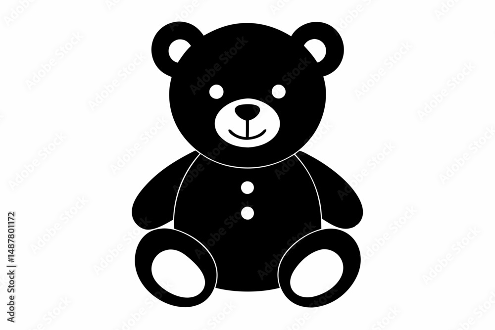 Obraz premium teddy bear silhouette line art vector illustration with a white background