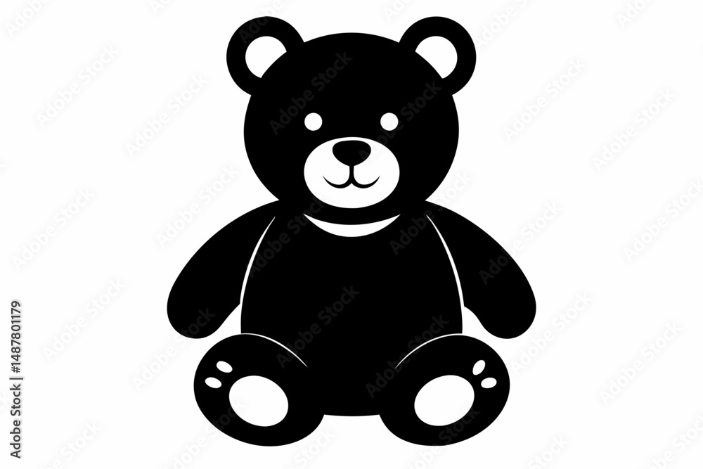 Naklejka premium teddy bear silhouette line art vector illustration with a white background